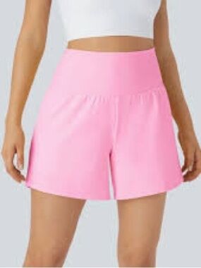 Halara High Waisted Flowy 2-in-1 Running Yoga Shorts Pink Womens Size Medium T